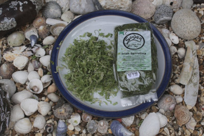 Picture of Seaveg wild irish spirulina on plate with package